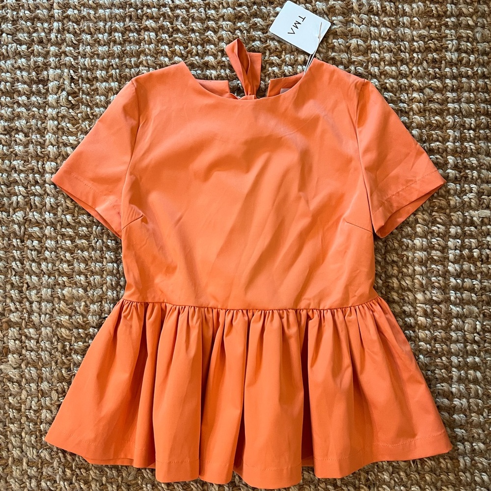 AMT Coral/Orange Peplum Top Size Small NWT
